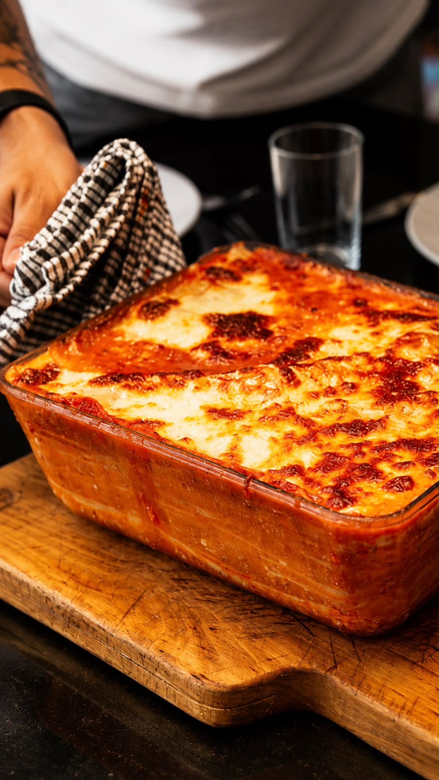 Lasaña L'Originale servida con queso fundido